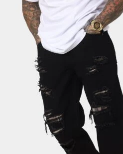 Saint Morta Prima Baggy Distressed Jeans Black/Stone -Champioe Style 03010486 YB338 mens 040