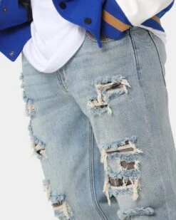 Saint Morta Prima Baggy Distressed Jeans Blue -Champioe Style 03010486 YX001 mens 040