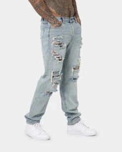 Saint Morta Prima Baggy Distressed Jeans Blue -Champioe Style 03010486 YX001 mens 050