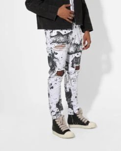 Saint Morta Acid Destroyer Jeans White/Black -Champioe Style 03010769 YW110 mens 50