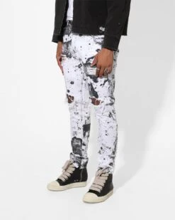 Saint Morta Acid Destroyer Jeans White/Black -Champioe Style 03010769 YW110 mens 60
