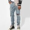 Saint Morta Acid Destroyer Jeans Blue/Black -Champioe Style 03010769 YX014 mens 000010