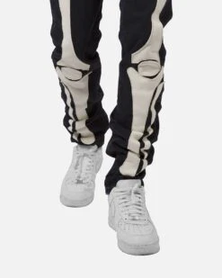 MNML D184 Skeleton Straight Denim Pants Black/White -Champioe Style 03010780 YB012 mens 00060 9176e6f0 2956 435f 8939 e94ea3b14faa