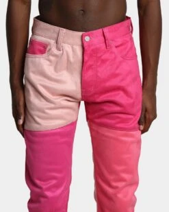 MNML D354 Patchwork Straight Denim Pants Pink -Champioe Style 03010782 YP001 mens 0070 85d3e9e0 eb9d 4ea4 9538 4e76d7af556d