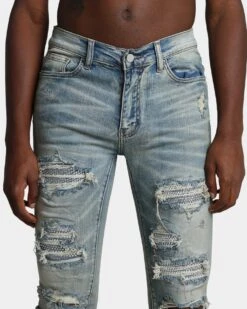 MNML X201 Rhinestone Skinny Denim Pants Blue -Champioe Style 03010799 YX001 mens 0070 c48454ed bc65 4054 bdf8 127ad2400b3d