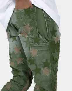 MNML B451 Star Flare Denim Pants Olive -Champioe Style 03011036 YO100 default 080