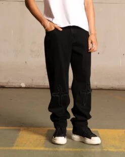 Saint Morta Muerte Jeans Black -Champioe Style 03011161 YB001 mens 0030