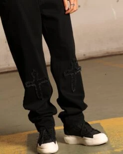 Saint Morta Muerte Jeans Black -Champioe Style 03011161 YB001 mens 0040