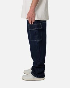 MNML Contrast Ultra Baggy Cargo Denim Jeans Blue -Champioe Style 03011650 YX001 mens 0030