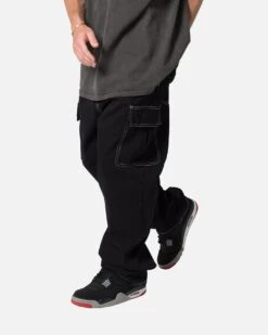 MNML Contrast Ultra Baggy Cargo Denim Jeans Black -Champioe Style 03011651 YB001 mens 0040