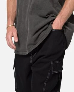 MNML Contrast Ultra Baggy Cargo Denim Jeans Black -Champioe Style 03011651 YB001 mens 0050