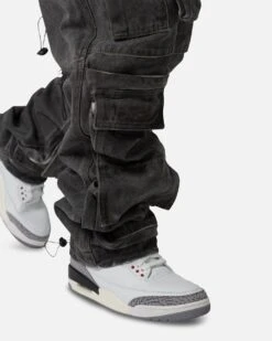 MNML Baggy Skater Cargo Denim Jeans Black -Champioe Style 03011823 YB001 mens 0060