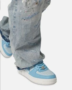 MNML Ultra Baggy Paint Denim Jeans Blue -Champioe Style 03012100 YX001 mens 0060