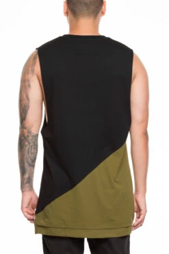 CARRÉ DIAGONAL PANEL 2 MUSCLE TEE BLACK/OLIVE -Champioe Style 4434568662473 normal 0020