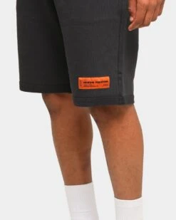 Heron Preston Spray Print Logo Sweatshorts Black -Champioe Style 4454569430086 mens 0090