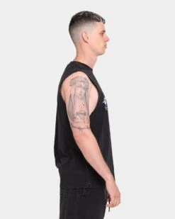 Carré Papillion Vintage Muscle T-Shirt Washed Black -Champioe Style 4454569610334 mens 0050