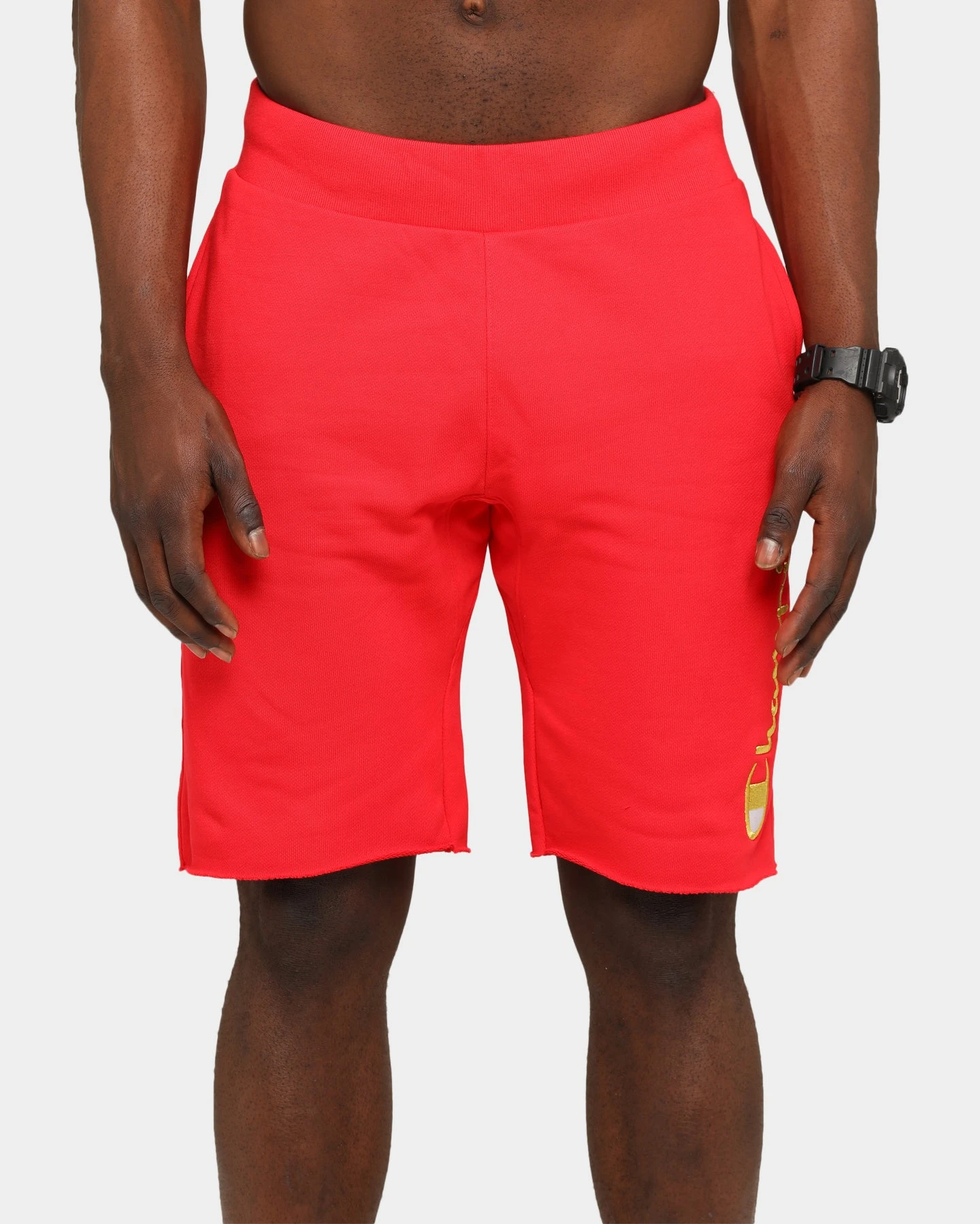 Champion Men's Rev Weave Cut Off Script Short Red/Gold 5 Champion Men's Rev Weave Cut Off Script Short Red/Gold - Image 4