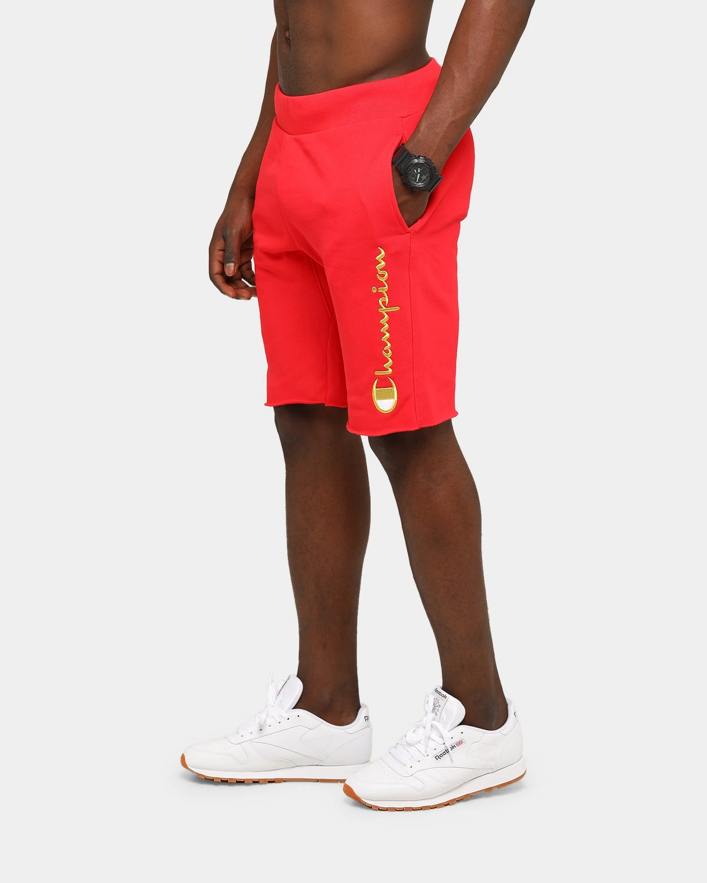 Champion Men's Rev Weave Cut Off Script Short Red/Gold 7 Champion Men's Rev Weave Cut Off Script Short Red/Gold - Image 6