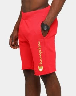 Champion Men's Rev Weave Cut Off Script Short Red/Gold 16 Champion Men's Rev Weave Cut Off Script Short Red/Gold -Champioe Style 9312997173942 mens 00090