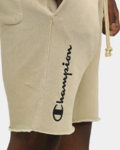 Champion Rev Weave Script Cut Off Shorts American Khaki -Champioe Style 9312997701107 mens 0080
