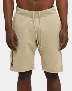 Champion Rev Weave Script Cut Off Shorts American Khaki -Champioe Style 9312997701107 mens 0090